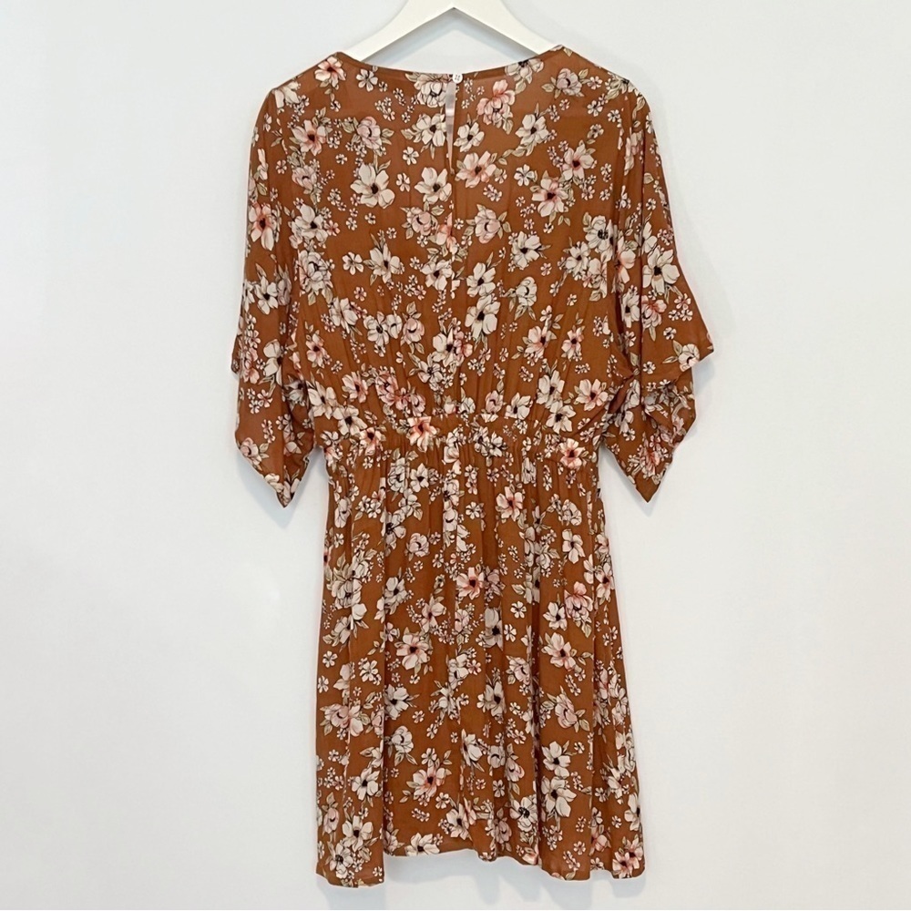 Faithfull The Brand Vinci Mini Dress Brown Floral Tie Front Size 6 - Picture 5 of 9